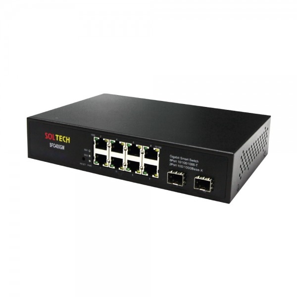 솔텍 SFC400GM 1G L2 스위칭허브 (1Gbps TP 8포트/1G SFP 2슬롯)