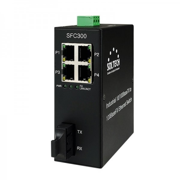 솔텍 SFC300-SCS 산업용 스위치 (100Mbps TP 4포트/100Mbps 광 1포트/싱글모드)